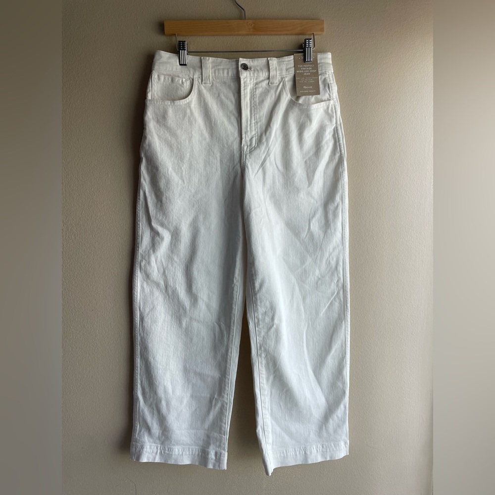 New Madewell The Perfect Vintage Wide-Leg Crop Jean White Size W29